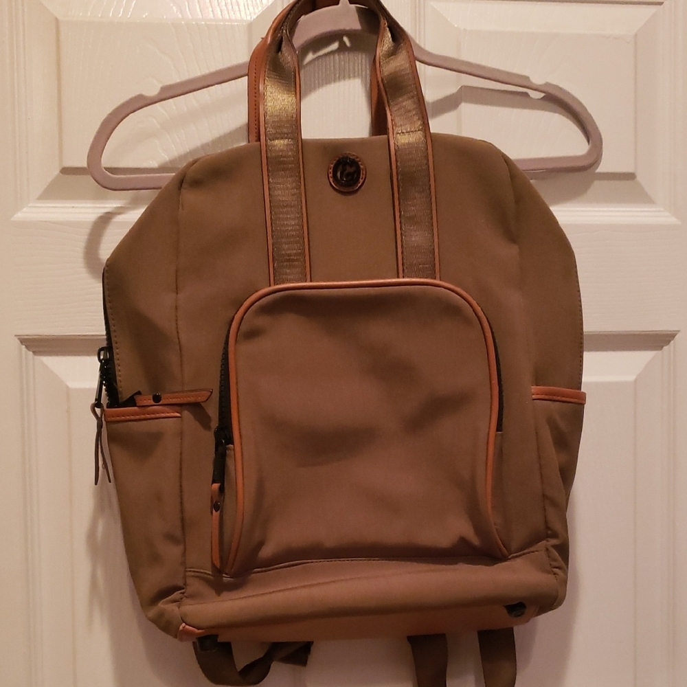 Elegant Brown Backpack with Gold Accents